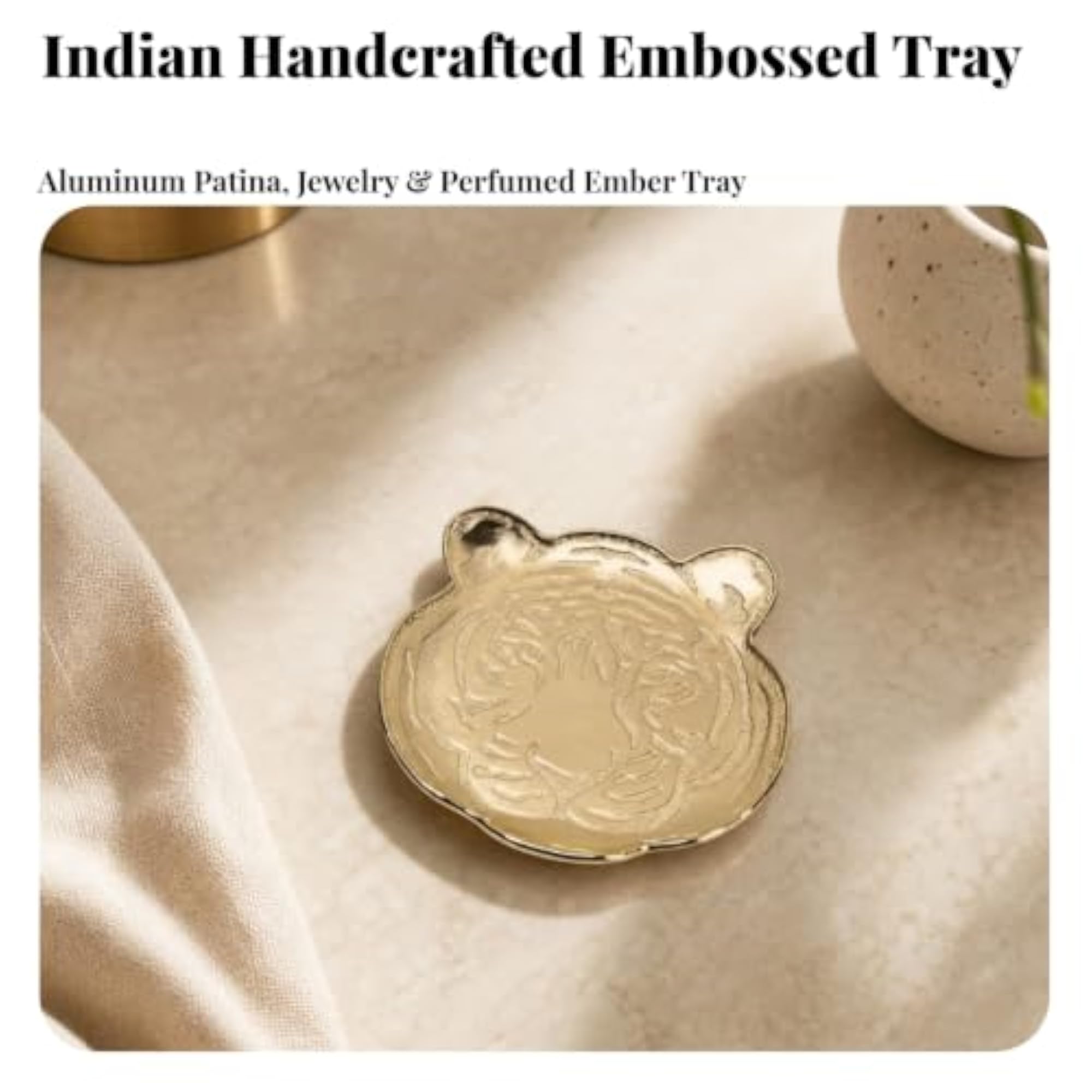 Artisanal Tin Alloy Tray with Embossed Animal Relief, Unique Gift